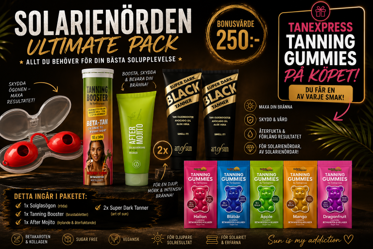 🔥 Solarienörden Ultimate Pack – TanExpress Tanning Gummies På Köpet (Bonusvärde 250 kr!)